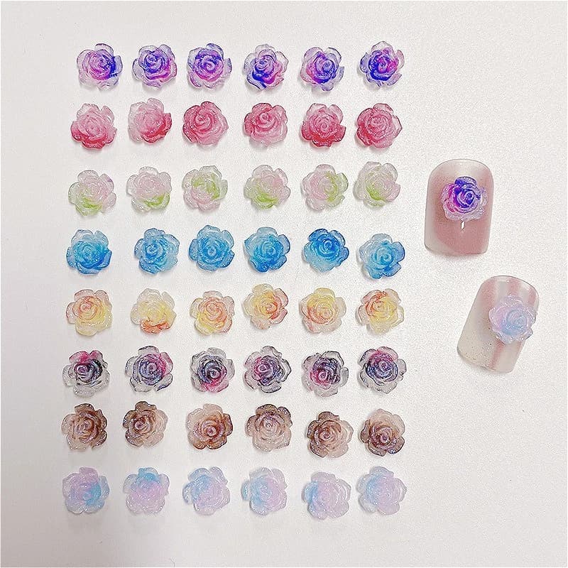 50/100 pieces bright jewelry for nail art shaped pink three-dimensional flower use for earring case for phone accessories diy furniture