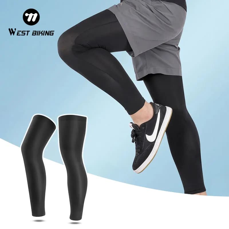 WEST BIKING Leggings Estivi per Corsa e Ciclismo, Maniche per Gambe in Seta Ghiacciata, Protezione UV, Compressione Antiscivolo, Scaldamuscoli Rinfrescanti, Attrezzatura Sportiva