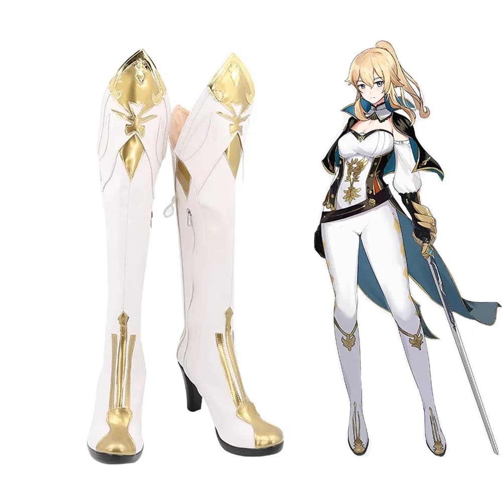 Scarpe Cosplay di Jean Gunnhildr di Genshin Impact, Stivali Lunghi per Costume di Gioco Anime e Fumetti, Accessori per Cosplay, Halloween e Feste