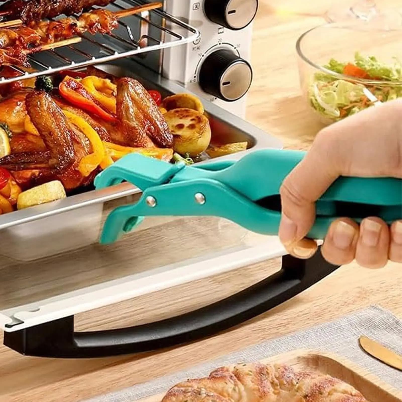 Pinza per piastra riscaldante antiscottatura, pinze in silicone antiscivolo per cucinare e ciotole da forno a microonde Trasporto di goccia