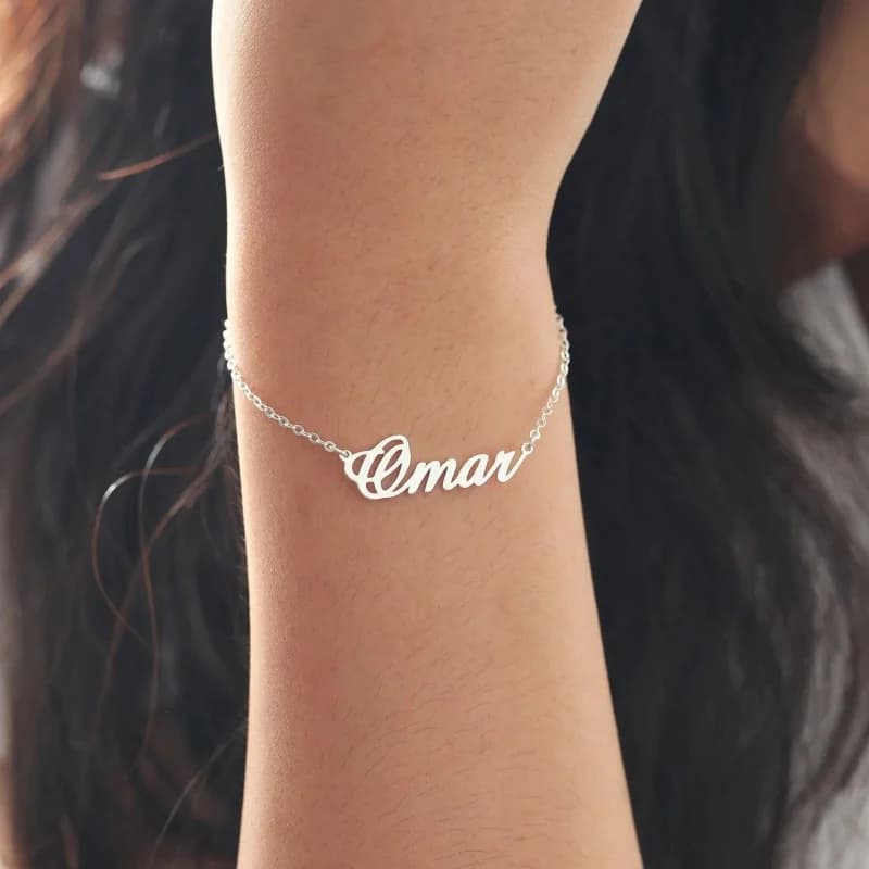 Dainty Minimalist Custom Cursive Name Bracelet,304 Stainless Steel Personalized NameplateStackable Daily Wear Women Jewelry