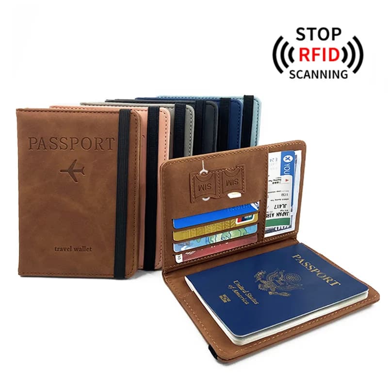 Borsa per passaporto in pelle, porta passaporto e biglietti aereo, custodia protettiva per passaporto, borsa porta documenti per viaggi all'estero
