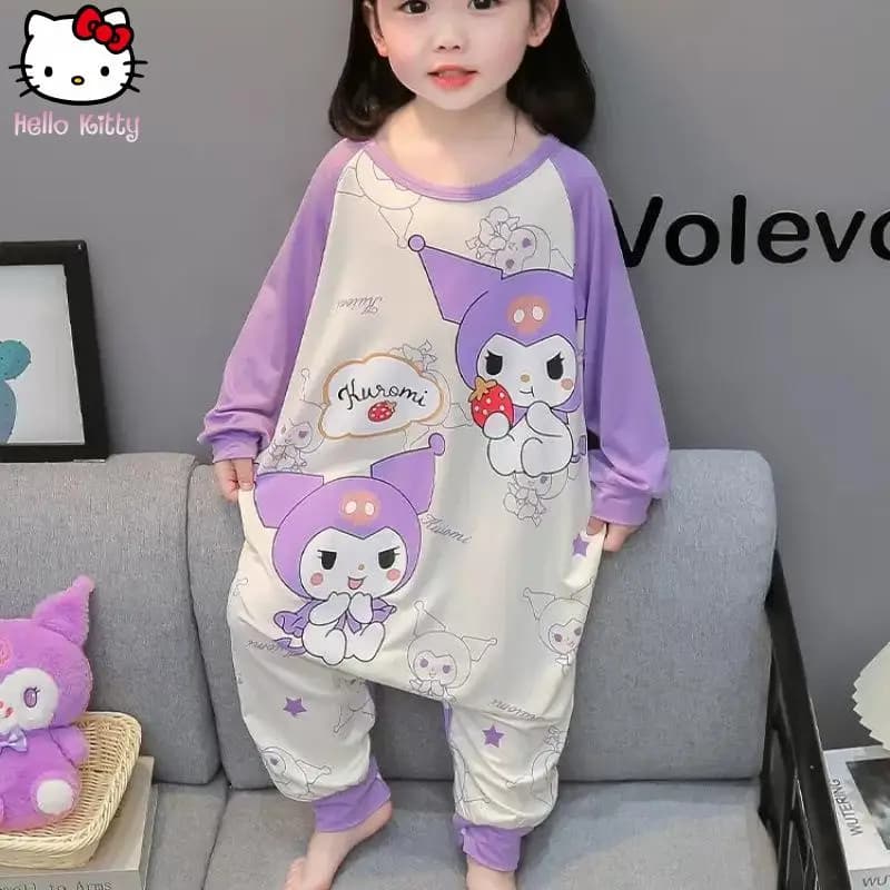 Pigiama Anime for Girls Kuromi, New Model Spring and Autumn for Children, Clothing from Casa Kawaii, Pelo Delicate Leather Bag
