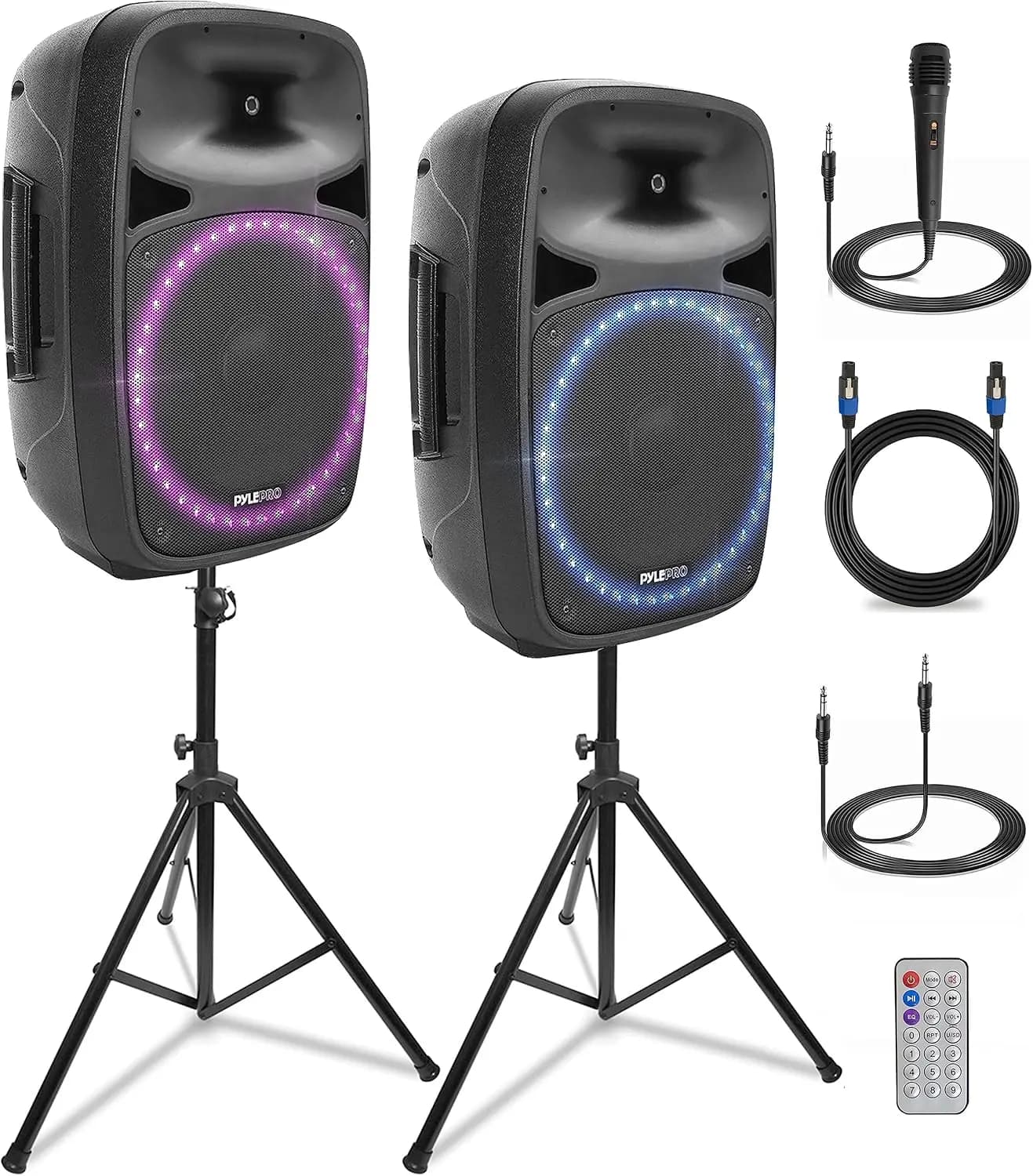 Powerful 1500W Bluetooth PA System with 12-Inch Speaker and Stand, Portable Karaoke Machine for Adults, Wireless Microphone, USB/SD, AUX Input, LCD Display - Party Speaker