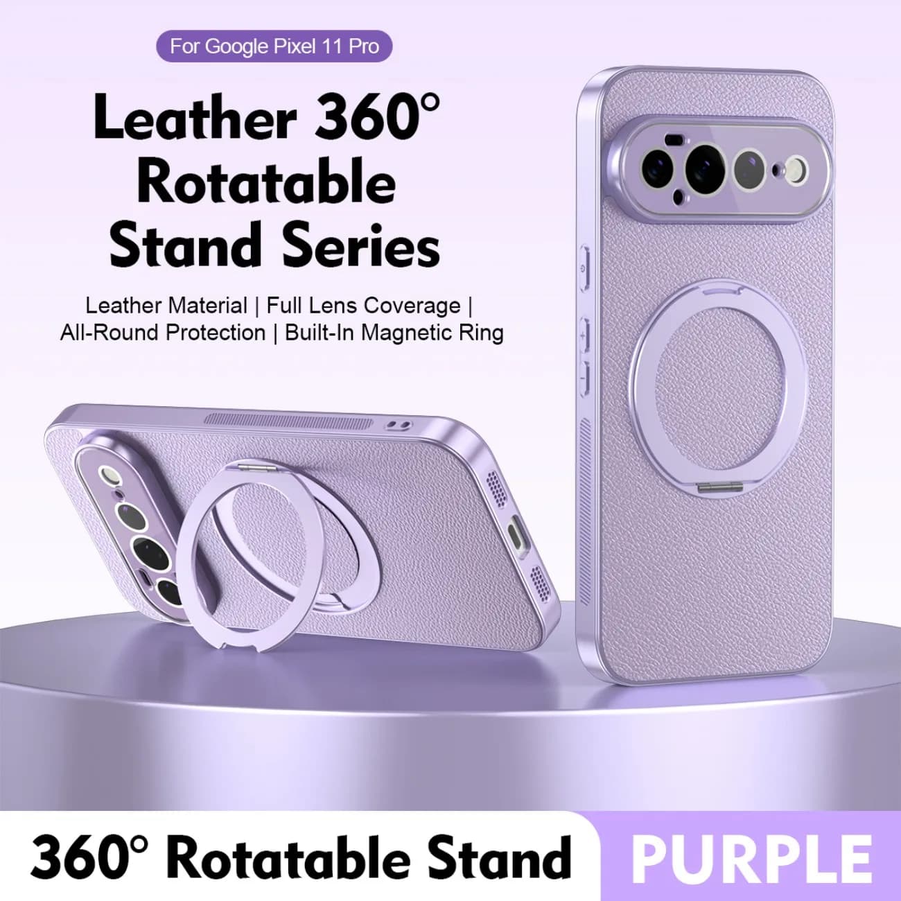 Ring Stand for Magsafe Magnetic Leather Phone Case for Google Pixel 11 10 9 Pro XL 10A 9A 8A Lens Protection Shockproof Cover