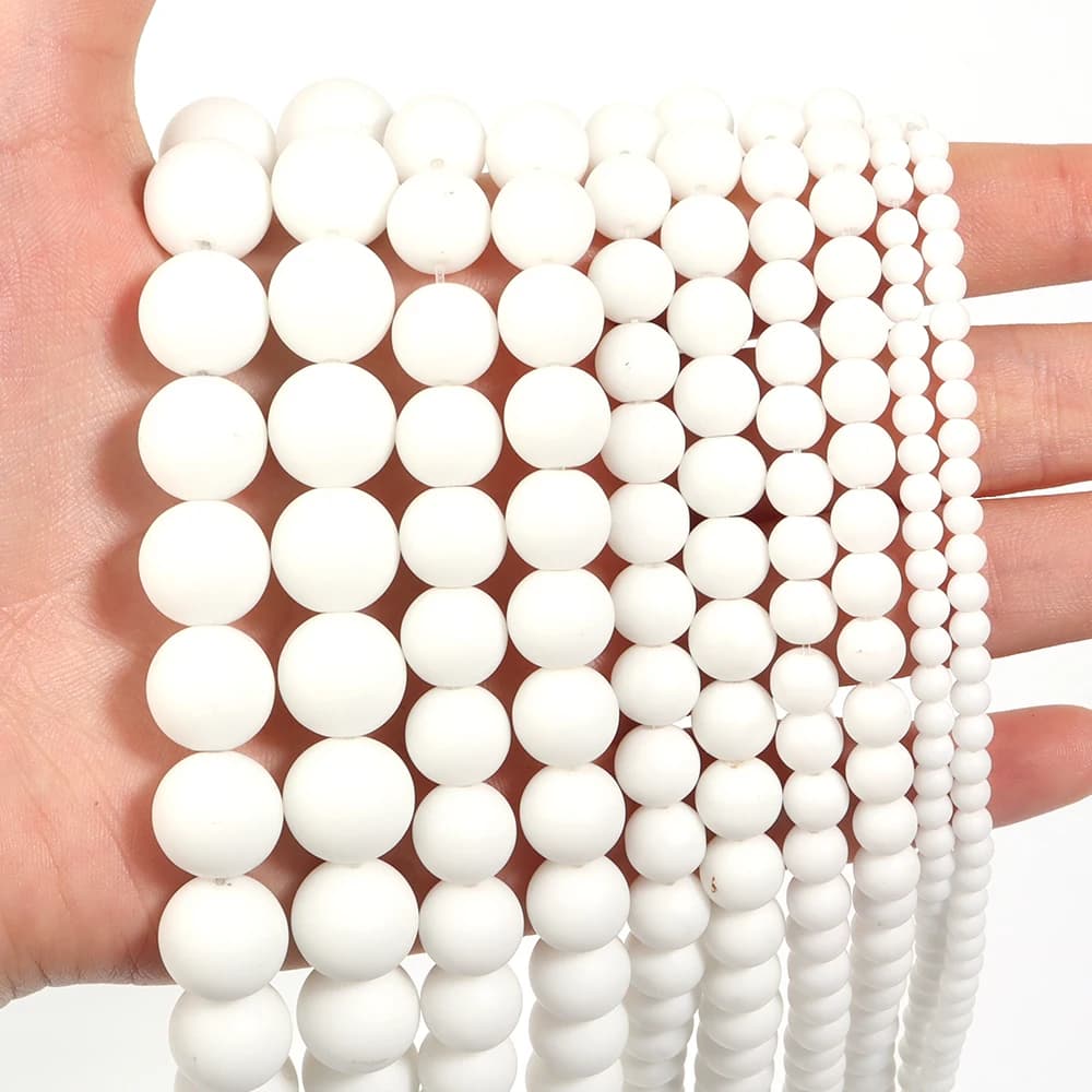 1 thread white opaque/black beads 4/6/8/10/12mm scattered beads for creating jewelry accessories diy bracelet necklace
