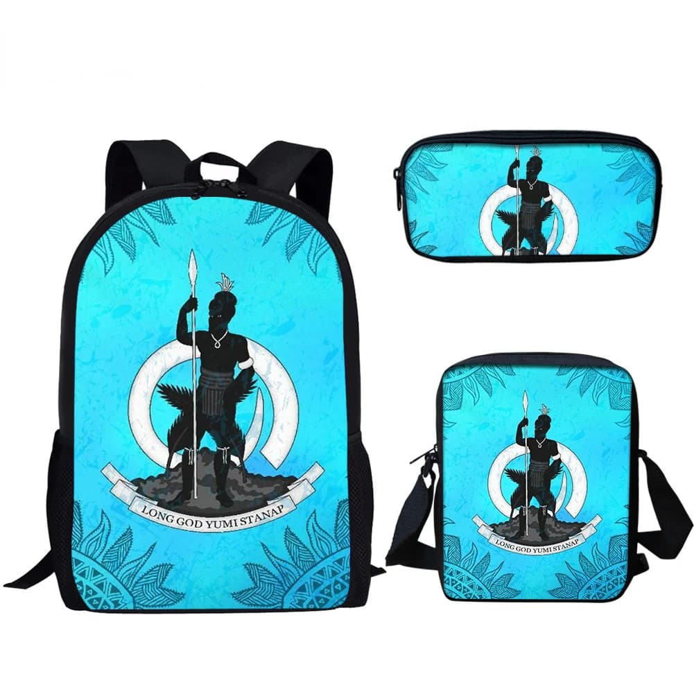 Harajuku Youthful Peculiar Blue Tribal 3D Print 3pcs/Set Student Travel bags Laptop Daypack Backpack Shoulder Bag Pencil Case
