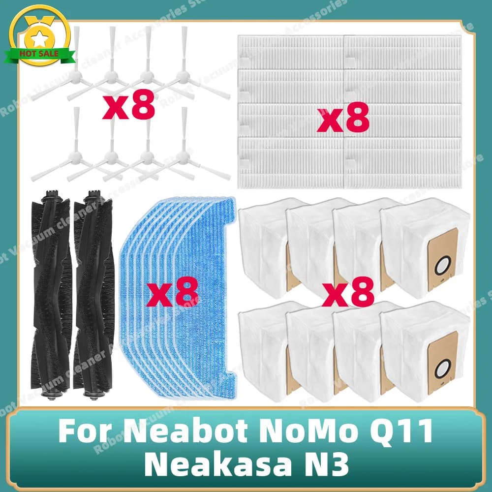 Per Neabot Q11/Neakasa N3 Parti Parti di ricambio Principale Rolling Spazzola laterale Sacchetto per la polvere Mop Panno Straccio Filtro Hepa Accessori