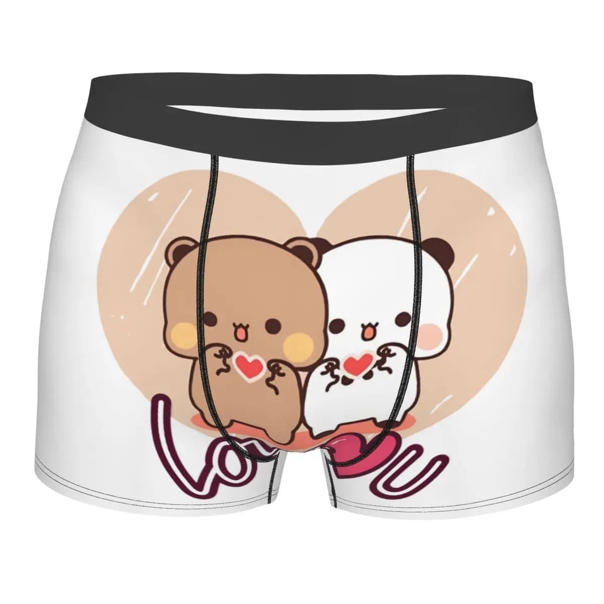 Pantaloncini boxer Fashion Panda And Brownie, mutande maschili traspiranti True Love BuBu DuDu, slip per coppia, biancheria intima