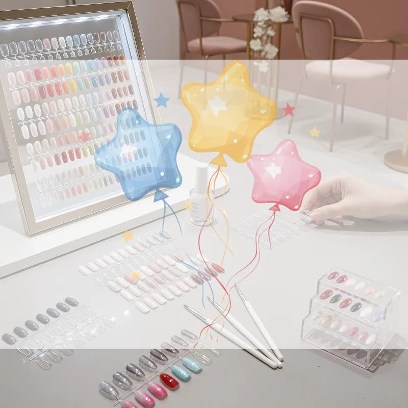 120pcs Nail Polish Display Nail Color Chart Table UV/Gel/Polish Nail Capsule Gel False Tips Display Showing Shelf Flat Bottom