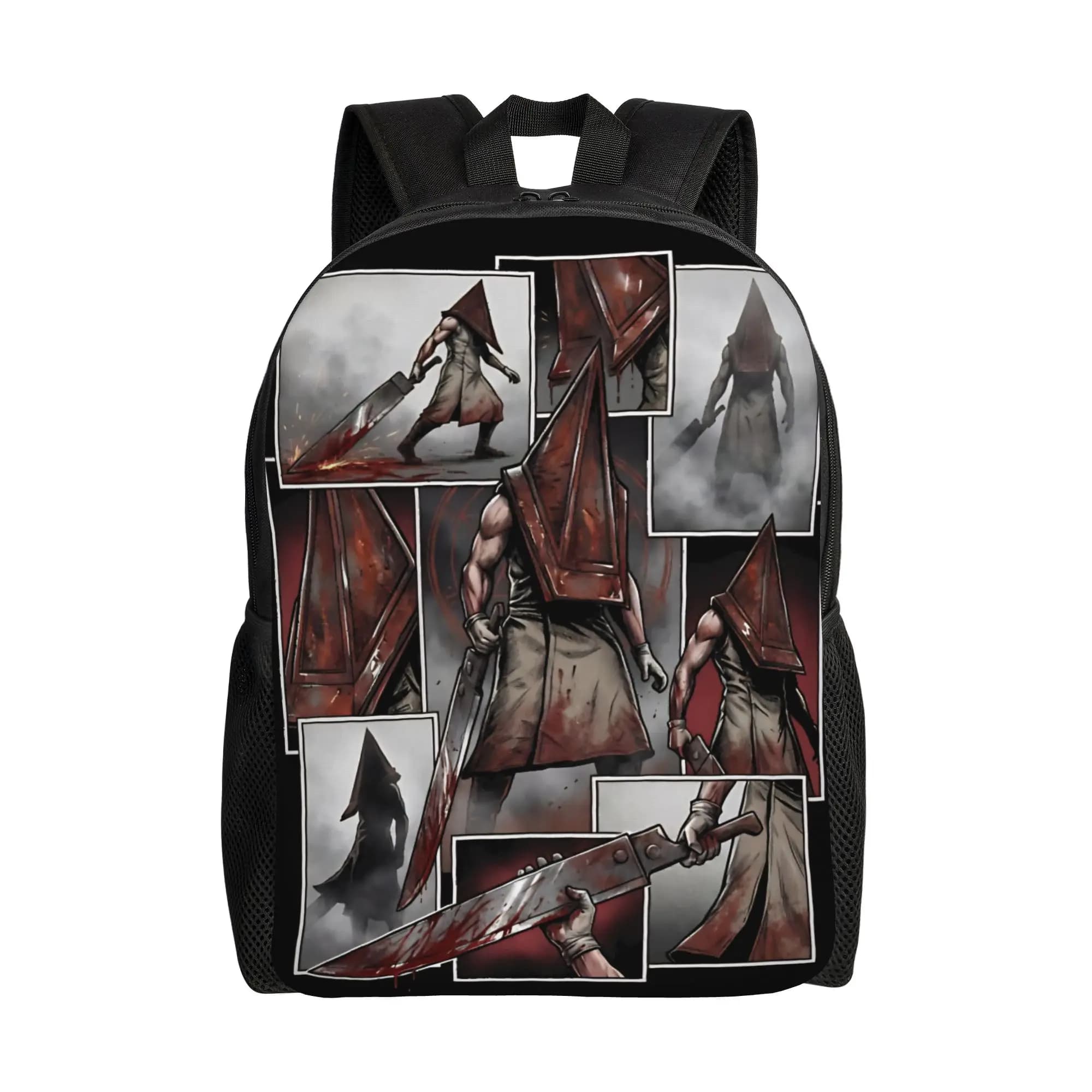 Zaino horror Pyramid Head Silent Hill 2 Remake, zaino da viaggio in poliestere da uomo, borse da scuola resistenti e belle, zaino