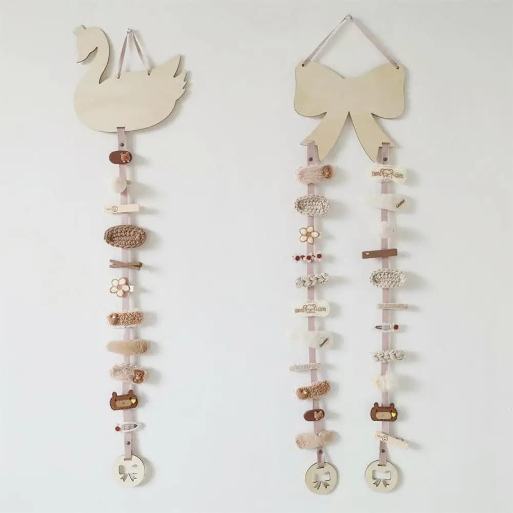 Wooden Hairpin Storage Hair Clips Hanging Pendant Rack Portable Hairband Storage Pendant Organizer Wall Ornaments