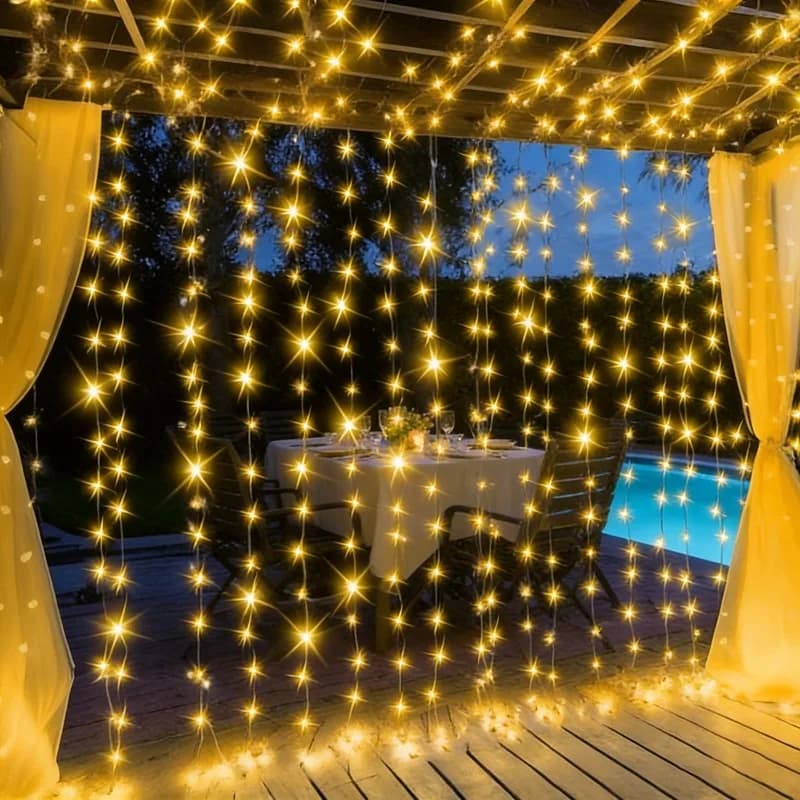 Luci a LED USB per feste e matrimoni, decorazione con telecomando, ghirlanda a tenda per finestra, per casa e stanza
