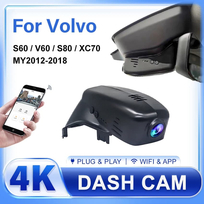 Auto DVR Dash Cam Photo Camera For Volvo V60 Hybrid For V60 Cross Country For V60 T6 S60 T5 XC70 2012-2018 Control App Sensor Rain Wire