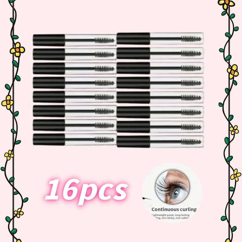 16 Transparent empty mascara tube，Spiral brush head with black cap, refillable dispensing tube，Portable empty container，DIY Home
