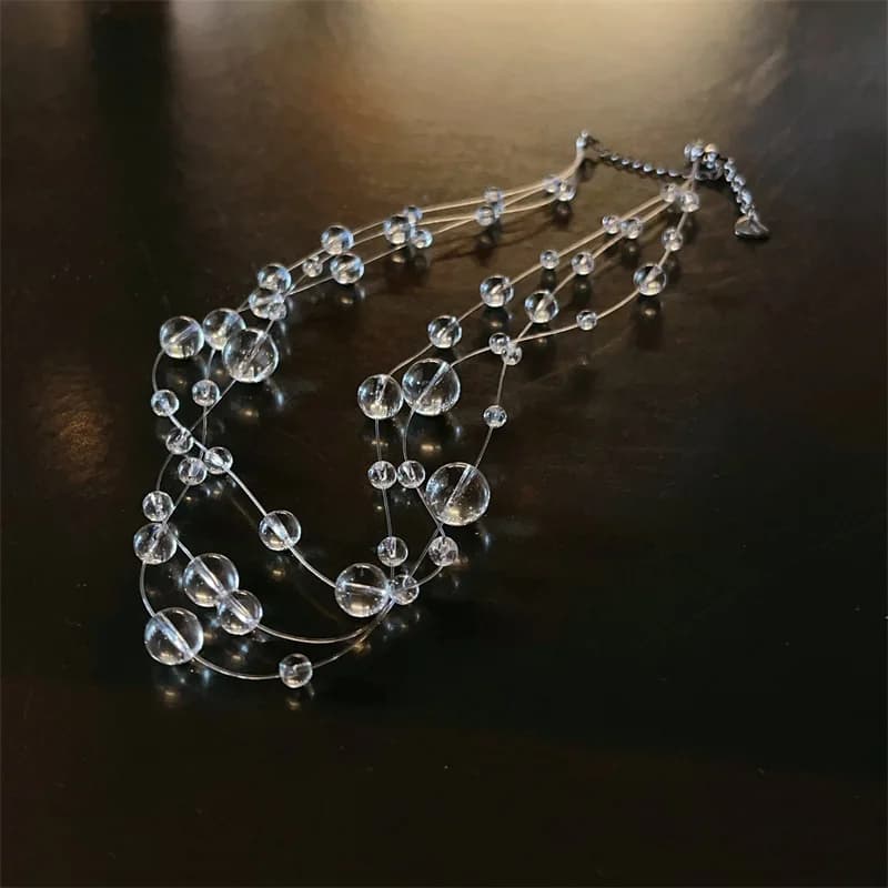 Collana girocollo con palline di ghiaccio trasparenti multistrato per le donne 2025 Nuovi gioielli da sposa affascinanti per la festa nuziale di moda trasparente