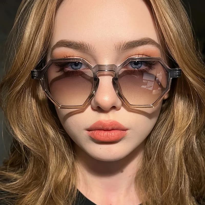 Polygon Shape Sunglasses Women Fashion Stylish Anti-reflective Sun Glasses Hiking Travelling Sunglasses for Men