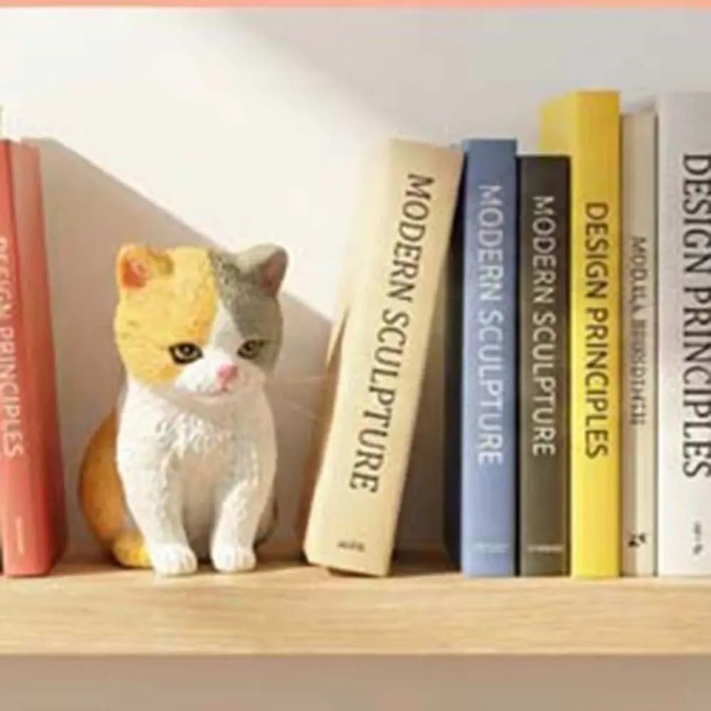 Orange Cat Cat Statues Figurines Cartoon Style Tiger Spot Sitting Cat Pet Model Cute Design Depressed Expression Cat Decoration