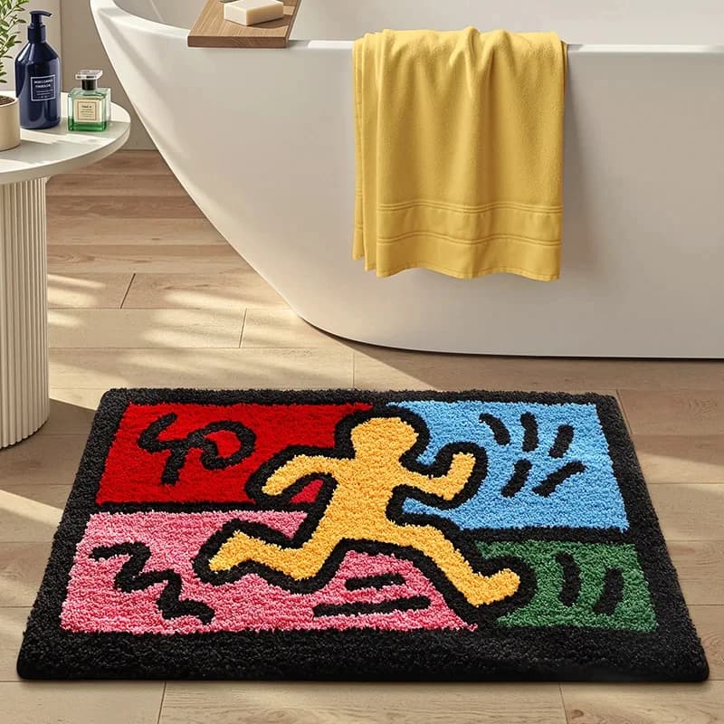 VIKAMA Tappeto da bagno morbido antiscivolo a forma di simpatico cartone animato, tappetino decorativo per l'ingresso che assorbe l'acqua