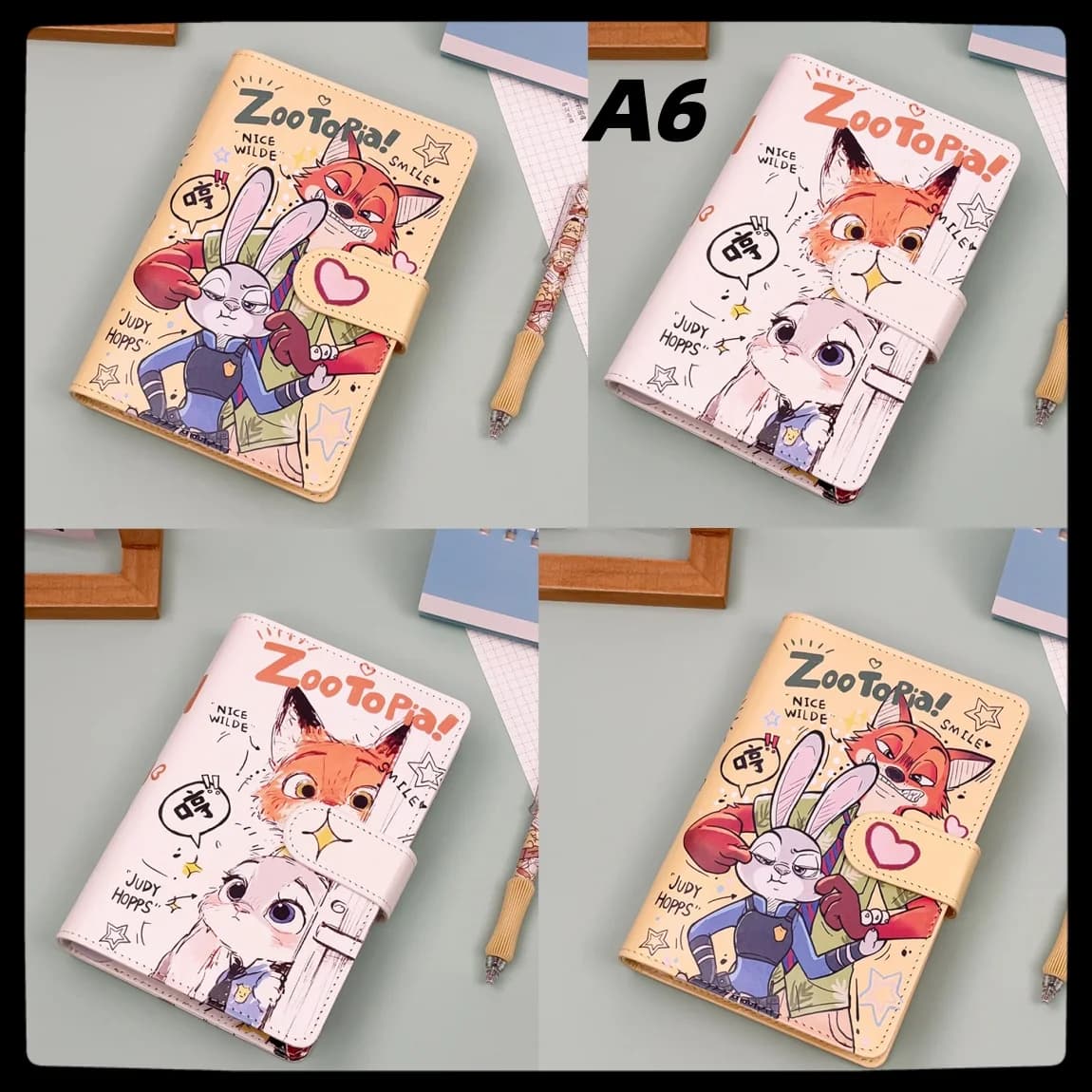 Judy Nick Fox Zootopia Animazione Periferica A6 Copertina morbida Ledger Studente Notebook a fogli mobili Cancelleria Ritorno a scuola pianificatore