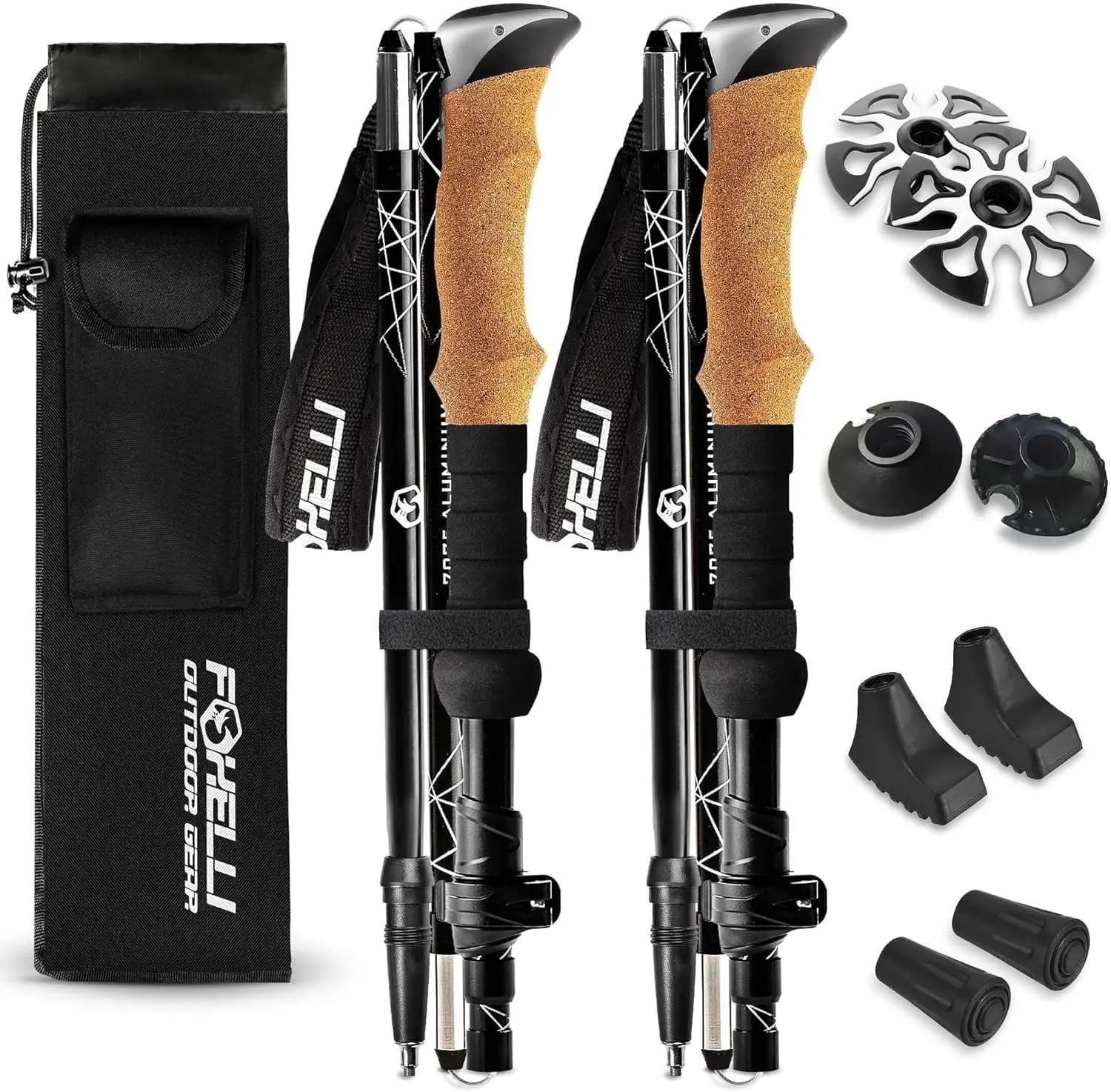 Light Trekking Sticks – Adjustable Folding Walking Sticks with Quick Lock and Cork Handle