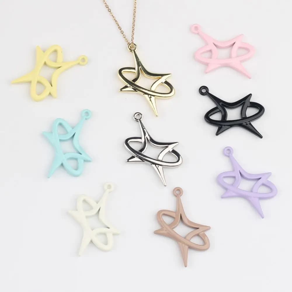 10 Pezzi/Lotto Ciondoli a Forma di Croce e Stella Semplici, Accessori Fai-da-Te per Gioielli, per Bracciali, Collane e Orecchini