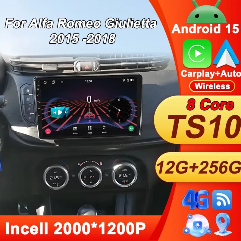 For Alfa Romeo Giulietta 2015 -2018 Android 15 Carplay Auto Screen Car Radio Mirror Link Smart Car GPS Navigation Systems DSP BT