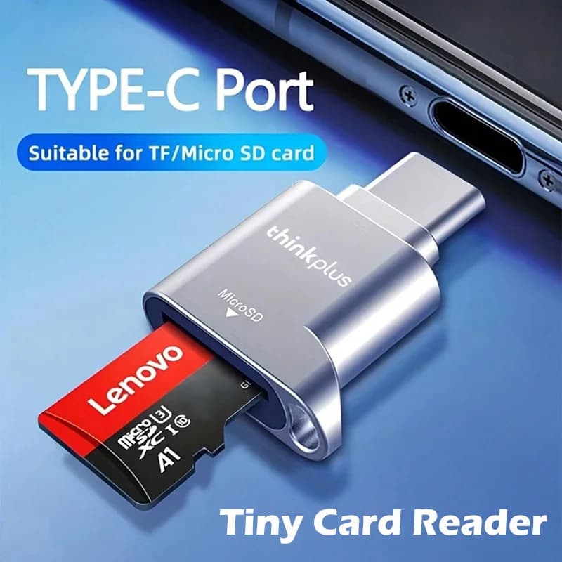 Lenovo Thinkplus USB C Tipo-C Lettore di schede Micro SD Scheda di memoria Mini Adattatore TranFlash in metallo Lettore di schede TF per telefono di tipo C