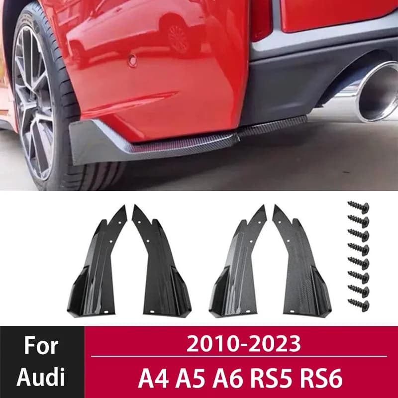 2PCS Rear Bumper Lip Diffuser Splitter Canard Protector Front Spoiler Body Kit For Audi A4 A5 A6 RS5 RS6 Side Skirts Cover