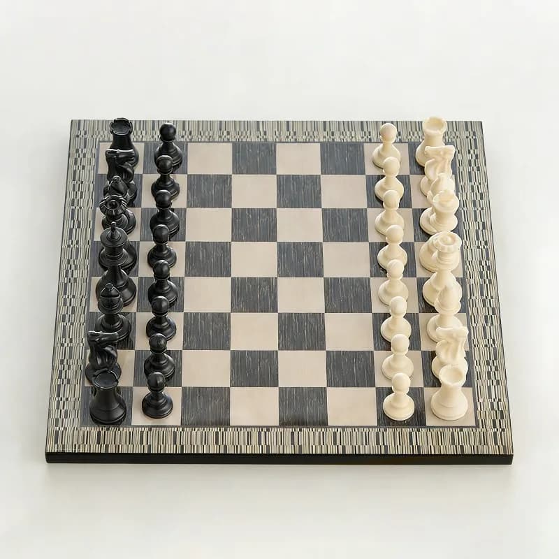Artwork Design Wooden Lacquered Chess Set, Coffee Table Ornament, Home Decor