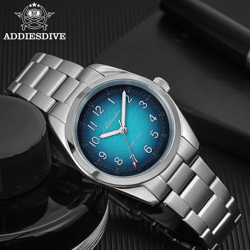 ADDIESDIVE AD2553 Top Brand 36mm Watch For Men Sapphire Glass Super Luminous 10Bar Waterproof 316L Stainless Steel Quartz Watch