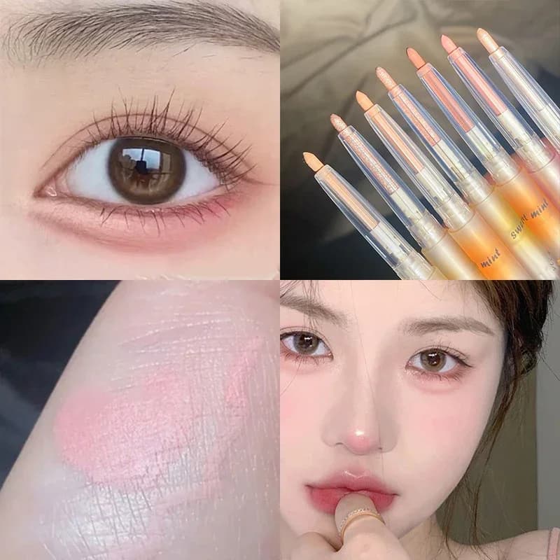 Natural opaque shiny eyeliner eyelid pearl illuminates tool for eye makeup highlighter shadow pen lying silk kiss long pencil