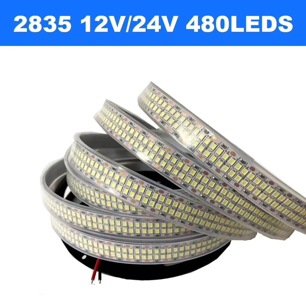 Striscia LED a doppia fila da 5 m 2835 360Led 480Led 240Led 12V/24V Lampada a LED flessibile ad alta luminosità IP67 Impermeabile 3000K/4000K/6000K