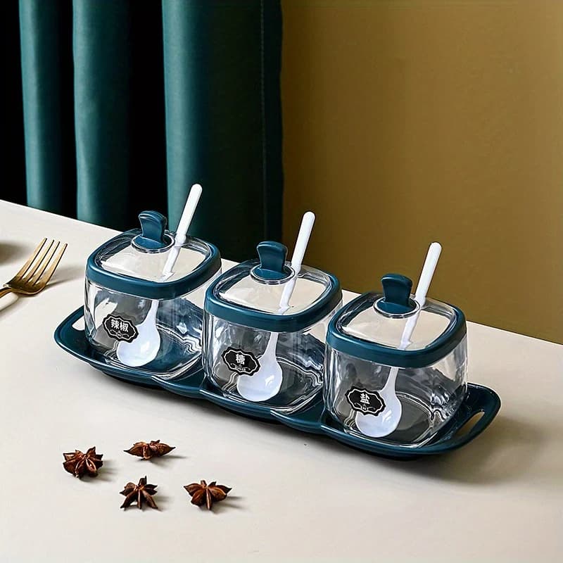 Kitchen Light Luxury Salt and Seasoning Box Set - Plastic Seasoning Bottle and Salt Shaker Combination