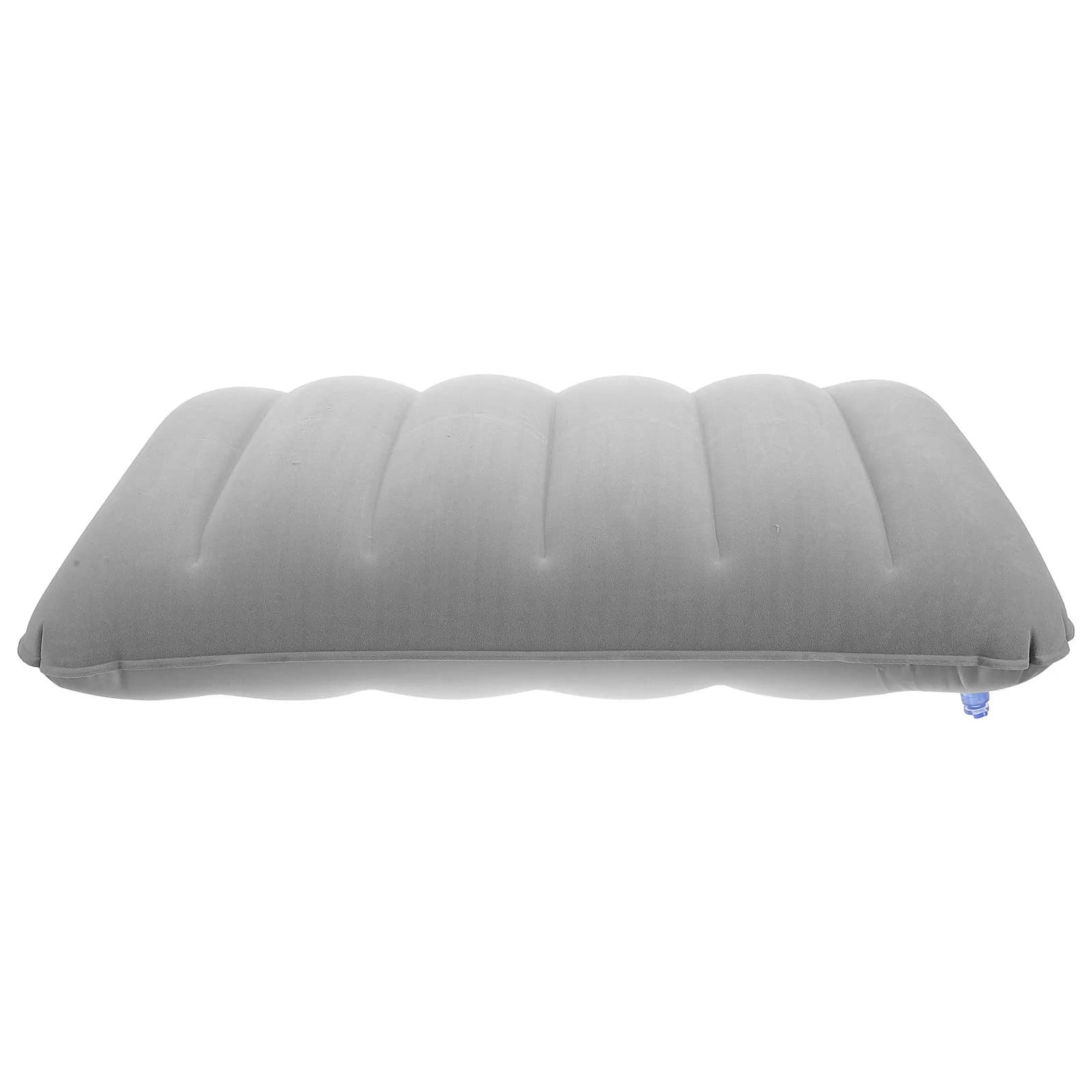 Cuscino da campeggio gonfiabile portatile in PVC, design ispessito, superficie morbida floccata, comodo cuscino gonfiabile da esterno per il collo durante i viaggi