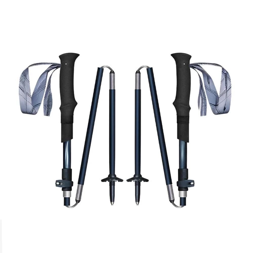 Ultralight 3-Section Folding Carbon Aluminum Trekking Poles Tungsten Carbide Tips Adjustable Length 62-135cm 120kg Capacity