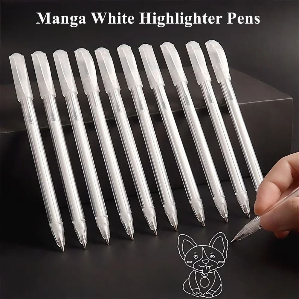 5/10pcs White Gel Ink Highlight Marker Pens 0.8mm for Art Drawing Sketching Black Paper Manga Scrapbooking Waterproof Paint Pens