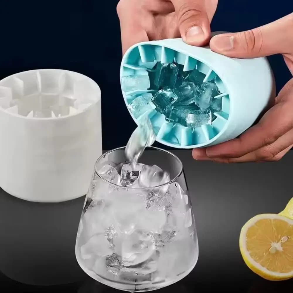 Stampo per cubetti di ghiaccio in silicone portatile Riutilizzabile Cilindro per tazze di ghiaccio a congelamento rapido Vassoio per cubetti di ghiaccio Frigorifero estivo fai da te Macchina per il ghiaccio congelata