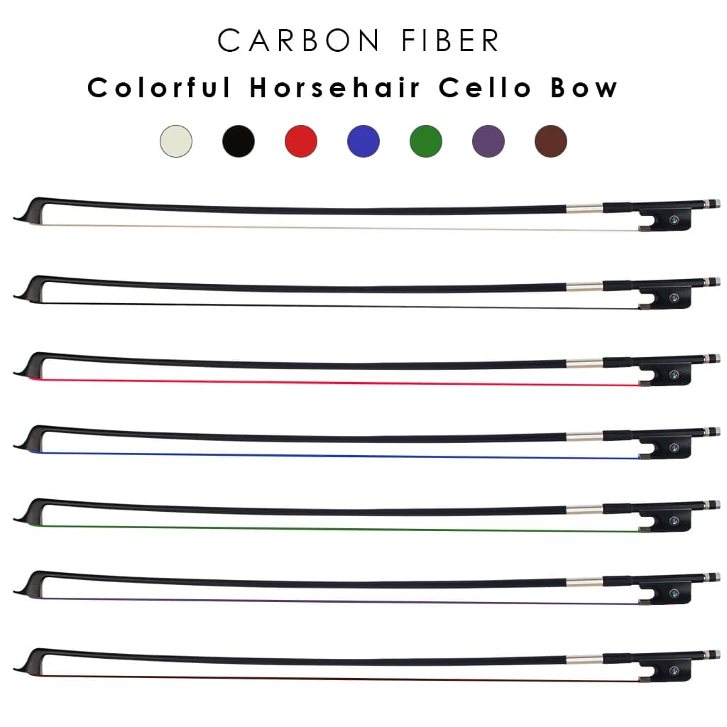 Durable Advanced 4/4 Cello Bow Carbon Fiber Bow Round Stick AA Grade Colorful Real Horsehair For Cello Players Orchestra