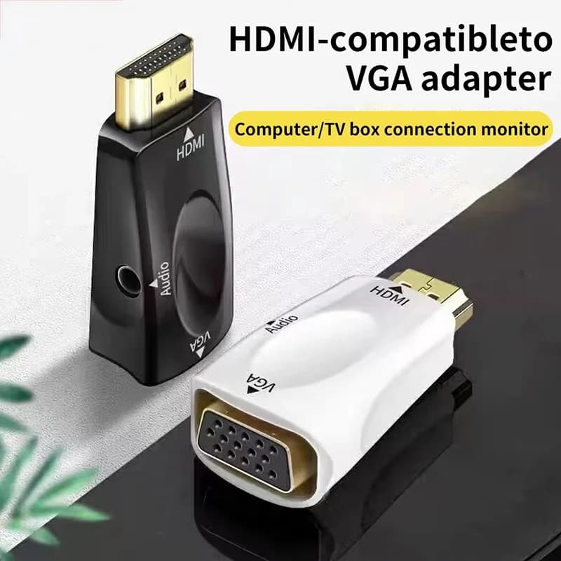 Convertitore cavo HDMI-compatibile con VGA Adattatore maschio-femmina HDMI a VGA con jack da 3,5 mm Audio HD 1080P per PC portatile Proiettore