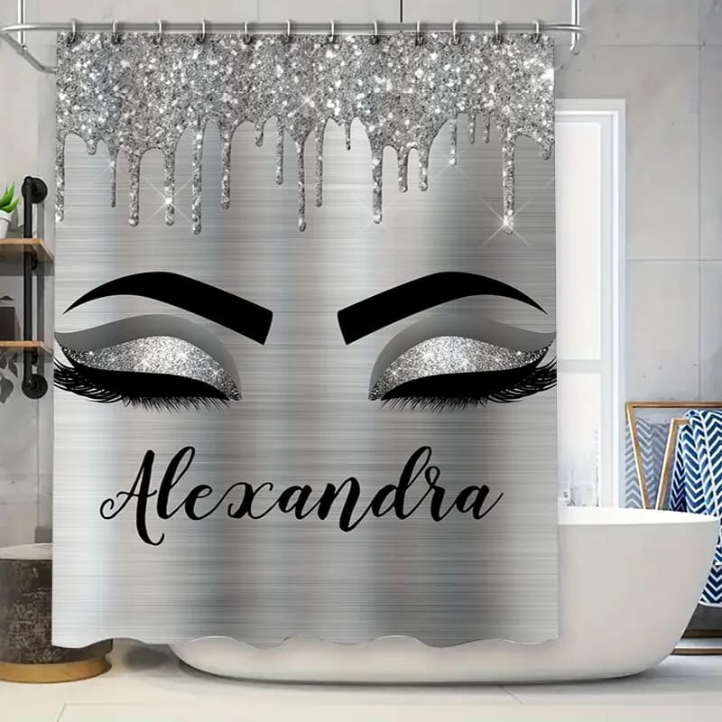 Tenda da doccia con stampa Love Heart Tessuto impermeabile dal design rosa rosso per decorazioni da bagno Dimensioni personalizzabili (59 caratteri)