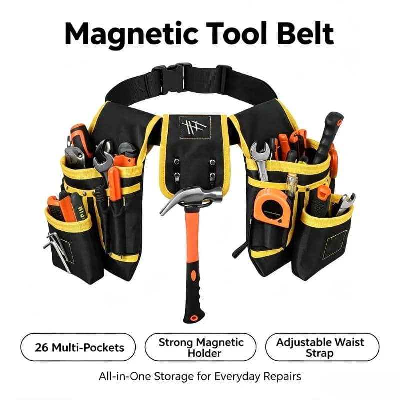 Magnetic Tool Belt 26 Pockets Adjustable Waist Bag Heavy Duty Oxford Cloth Tool Organizer with Hammer Holder Screwdriver Pouch