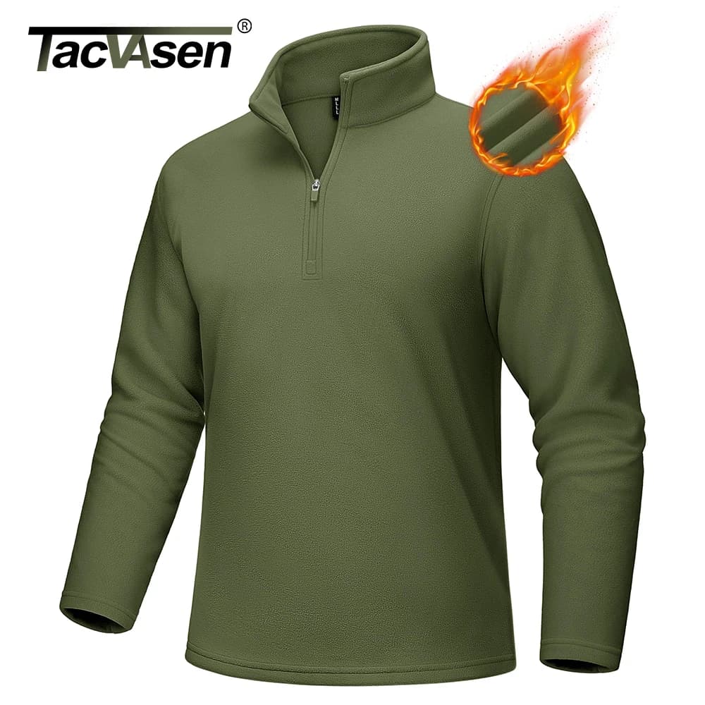 TACVASEN 1/4 Zipper T-shirts Men's Long Sleeve Turtleneck Fleece Spring Autumn Casual Warm Tops Athletic Running Spoorts Shirt