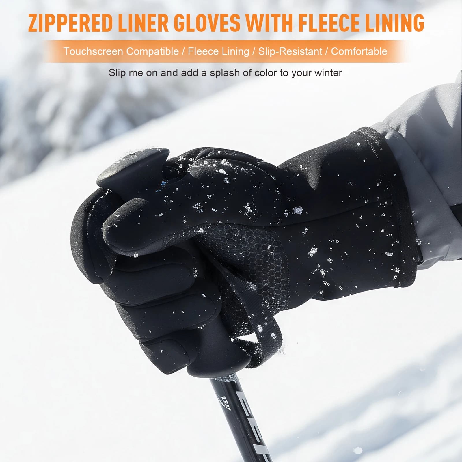 Thermal Cycling Glove Windproof Fleece-Lined Warm Gloves Anti-Slip Full Fingers Warmer Gloves for Fishing Driving Motorcycle Ski