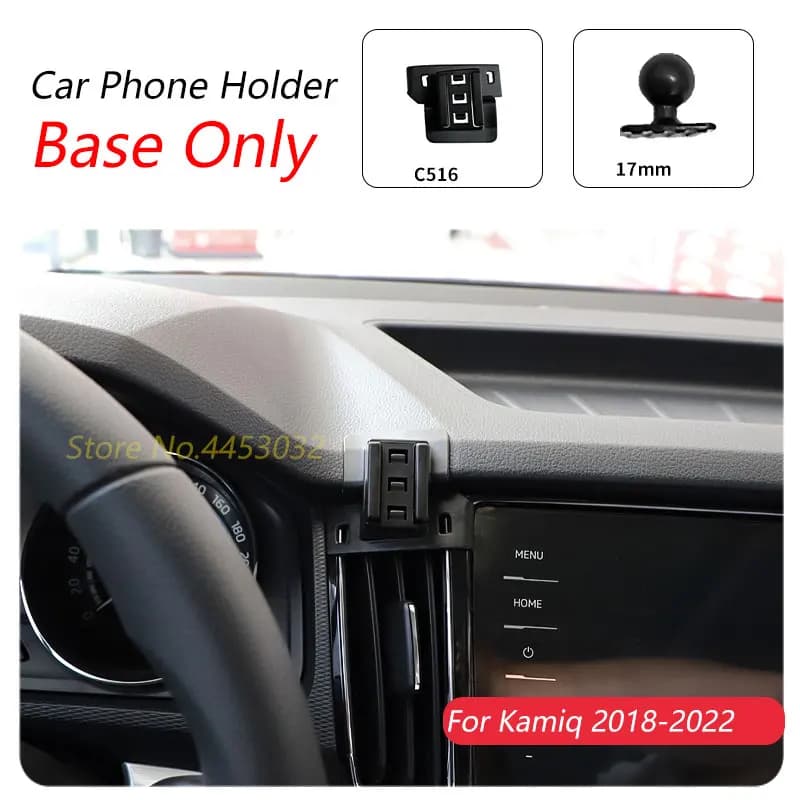 For Skoda Kamiq 2018 2020 2022 Car Phone Holder Special Bracket Base 17mm Air Outlet Interior Accessories (Excluding Stand)
