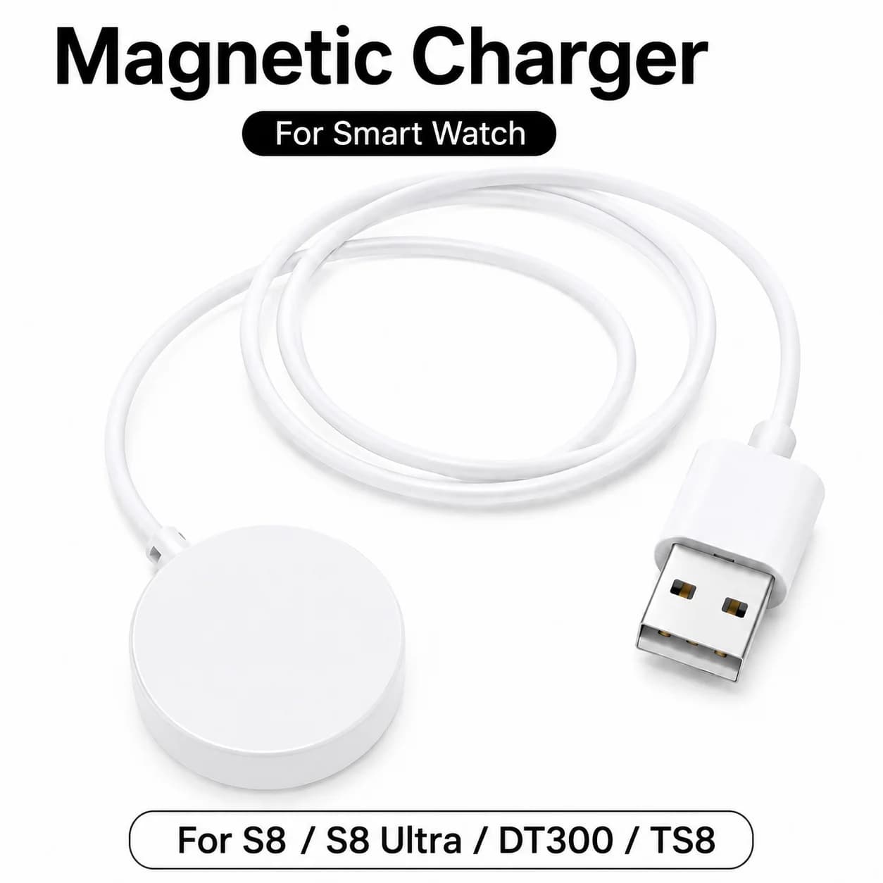 Cavo di ricarica magnetico USB per smartwatch, caricabatterie sostitutivo per S8 / S8 Ultra / DT300 / TS8 / X8 / Watch 7