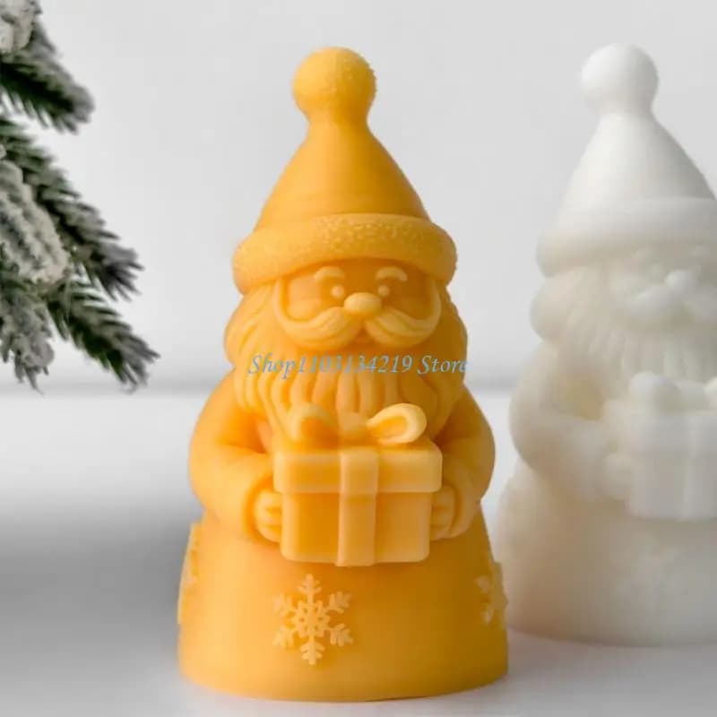 N5kc Babbo Natale Stampo Silicone Mampla Candela Natale Stampo in silicone per resina epossidica Craft Candela fatta a mano