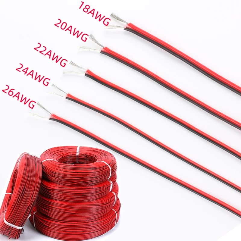 Cavo di prolunga elettrico da 5 m in rame stagnato per striscia LED RGB WS2812 WS2811 disponibile 18/20/22/24/26 AWG PVC isolato Rosso Nero