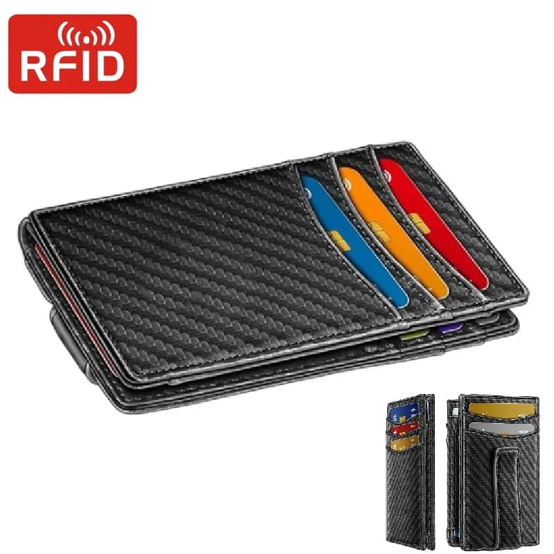 Portacarte di Credito alla Moda, Portafoglio di Lusso in Carbonio per Uomo, Sottile Porta Documenti con Blocco RFID, Accessorio da Viaggio