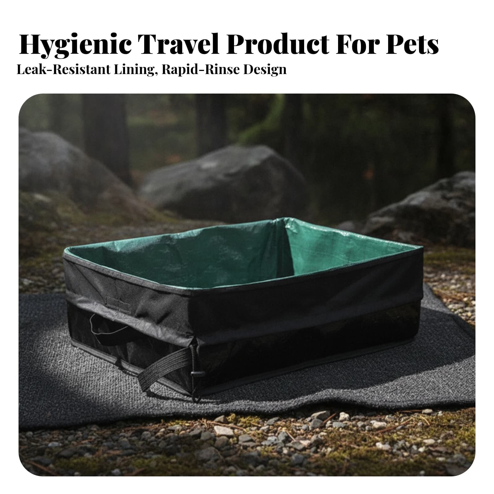 Foldable Cat Litter Tray with Carrying Handles Portable Polyester Cat Litter Tray with Waterproof Interior Easy to Clean